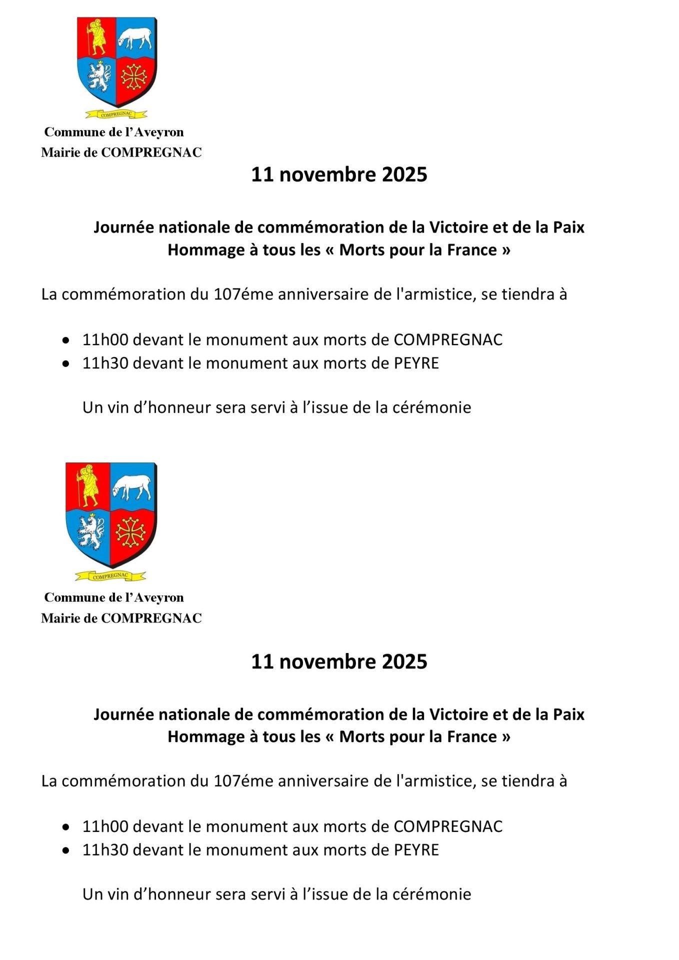 Lire la suite à propos de l’article Cérémonies du 11 novembre 2025