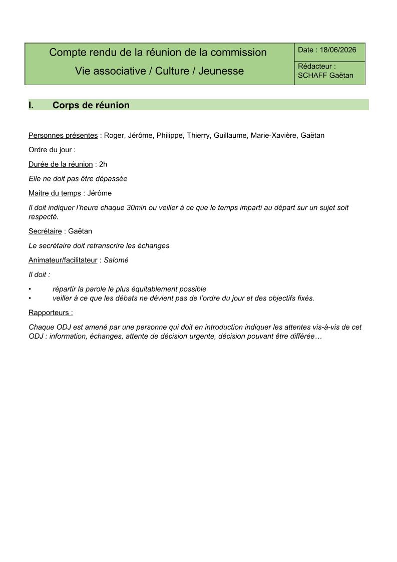 CR vie associative 18/06/2026
