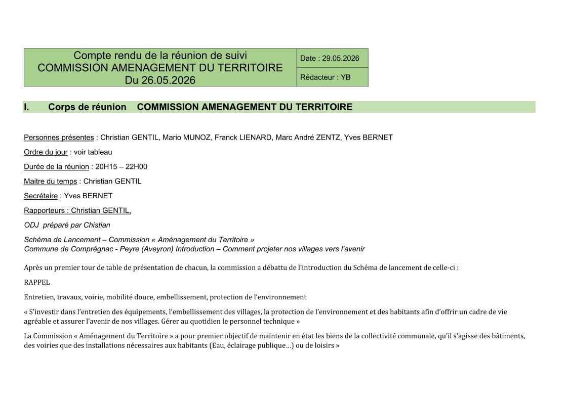CR aménagement 29/05/2026